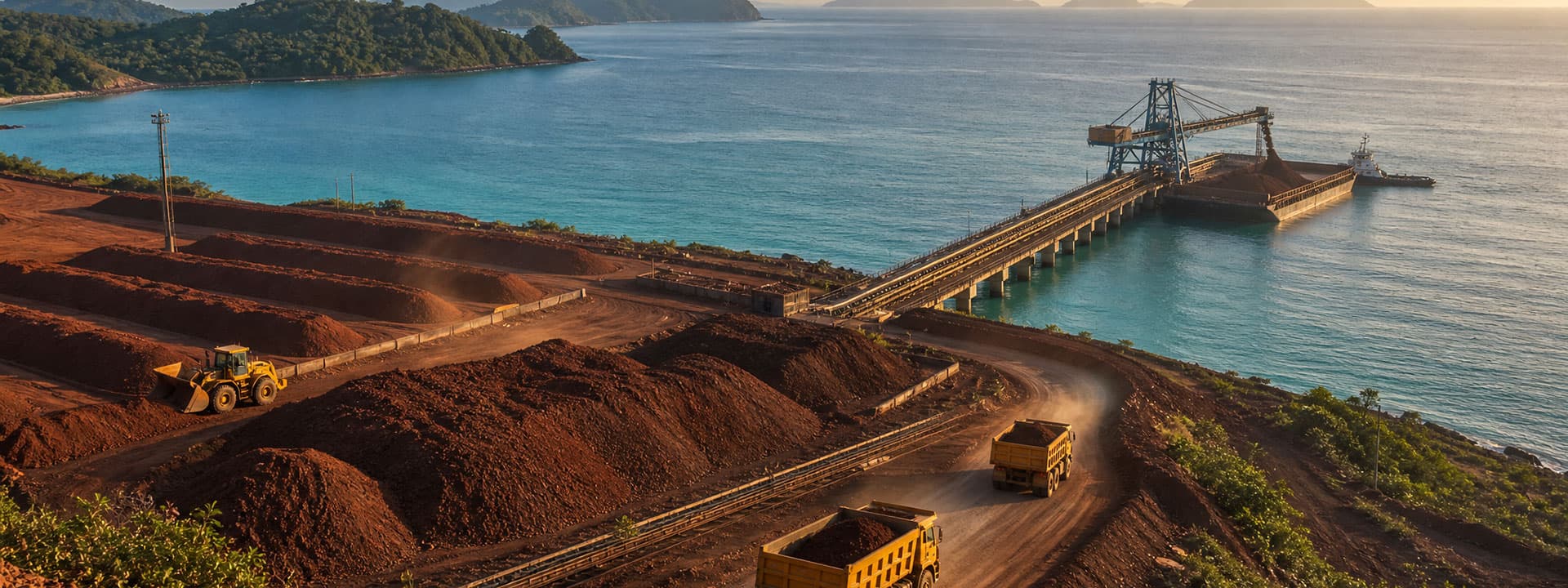 Stockpile bijih nikel dan pemuatan tongkang di terminal khusus mitra PT Artha Mineral Niaga